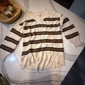 American Eagle oversized striped v-neck sweater